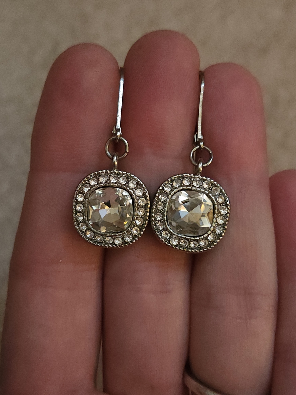 Crystal Halo Drop Earrings